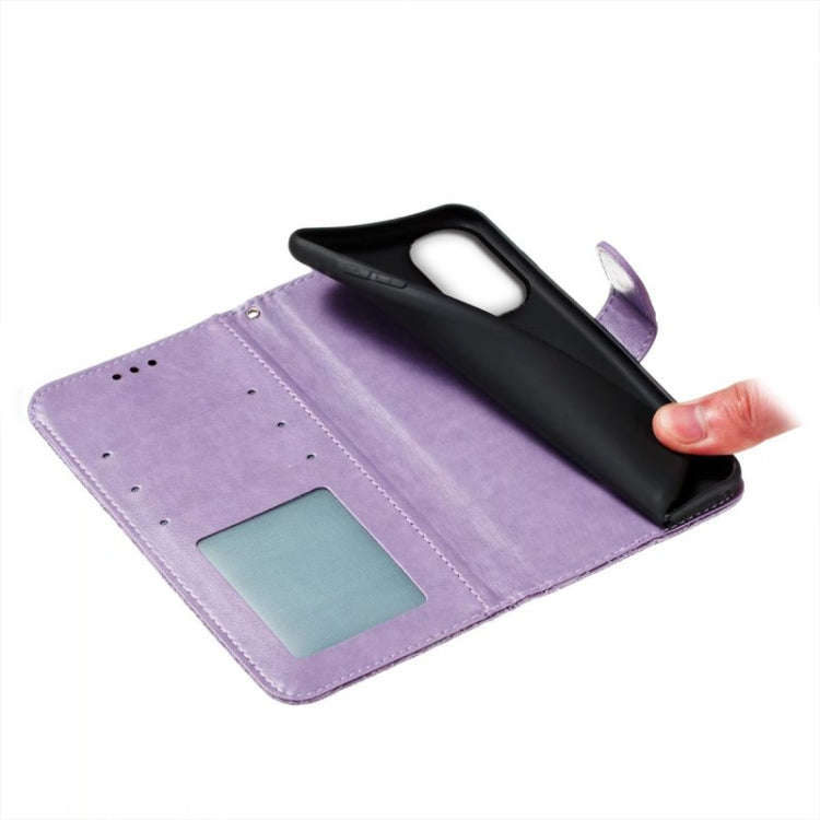 For Xiaomi Redmi 12C Lace Flower Embossing Flip Leather Phone Case(Purple) - Xiaomi Cases by buy2fix | Online Shopping UK | buy2fix