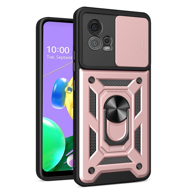 For Motorola Moto G72 Sliding Camera Cover Design TPU+PC Phone Case(Rose Gold) - Motorola Cases by buy2fix | Online Shopping UK | buy2fix