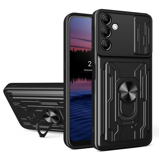 Pour Samsung Galaxy A14 5G / 4G Sliding Camshield TPU + PC Phone Case avec fente pour carte (noir)