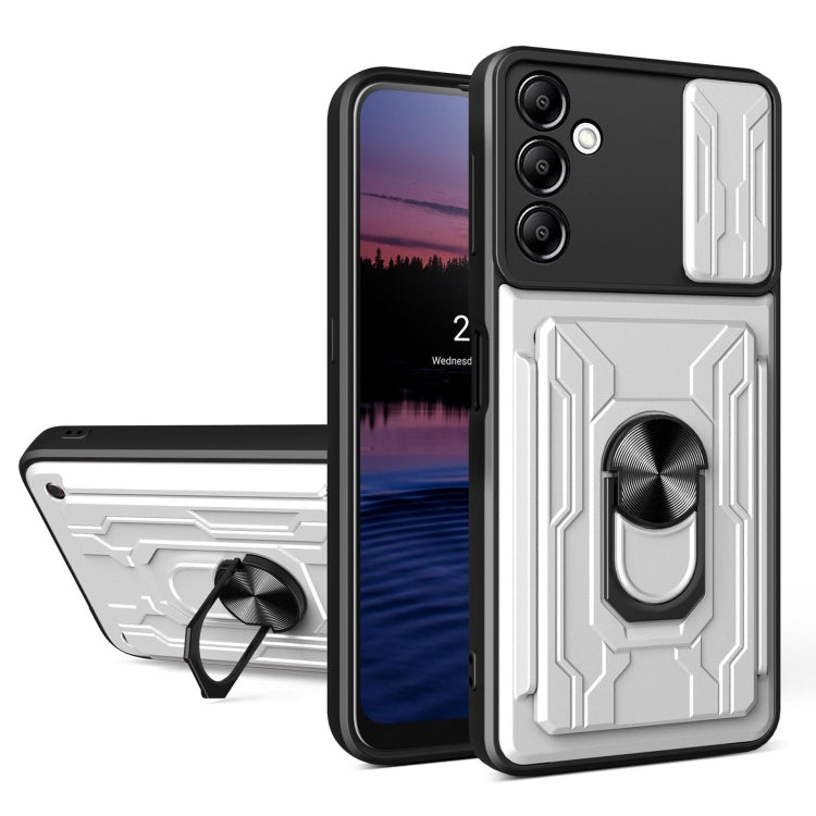 For Samsung Galaxy A14 5G / 4G Sliding Camshield TPU+PC Phone Case with Card Slot(White) by buy2fix