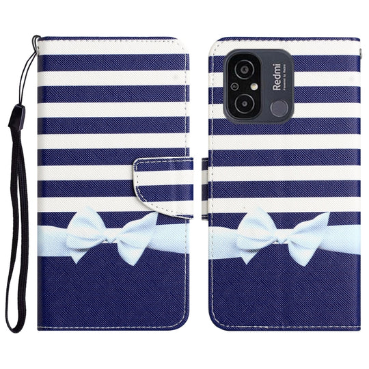 For Xiaomi Redmi 12C Colored Drawing Leather Phone Case(Bow Knot)