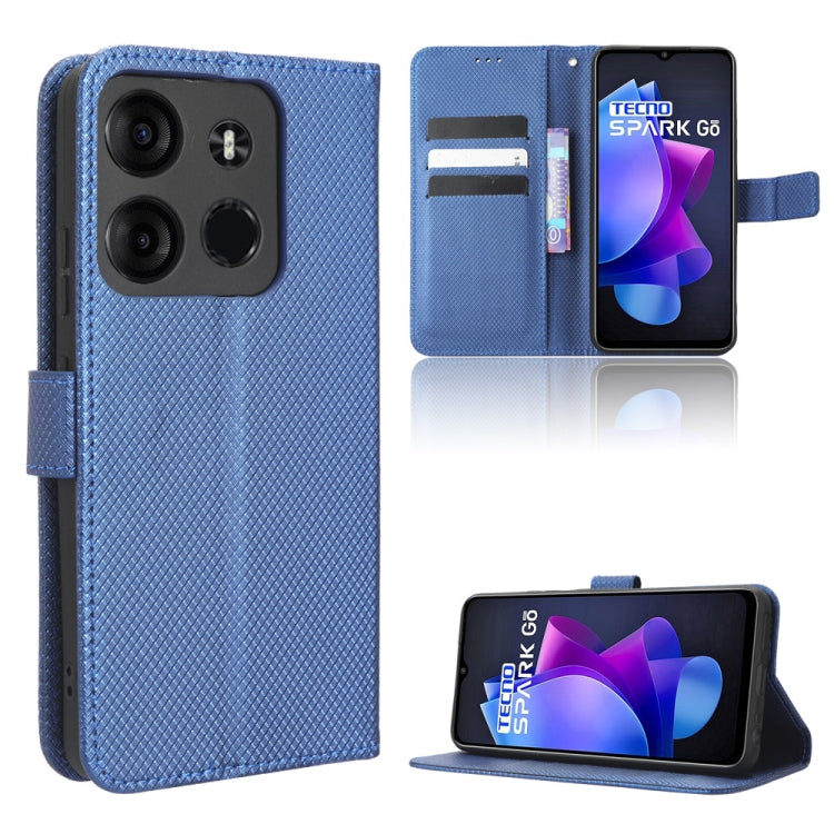 For Tecno Spark Go 2023 Diamond Texture Leather Phone Case(Blue) - Tecno Cases by buy2fix | Online Shopping UK | buy2fix