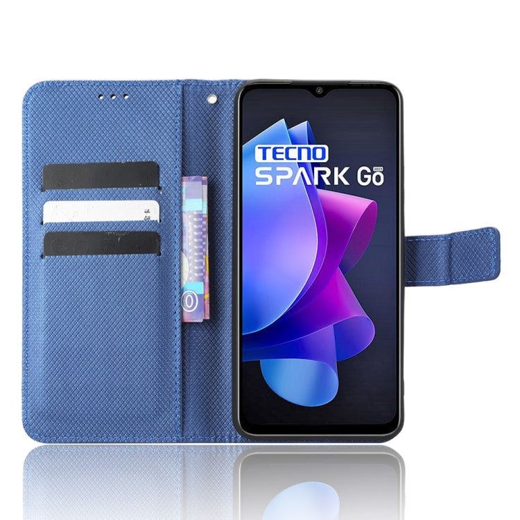 For Tecno Spark Go 2023 Diamond Texture Leather Phone Case(Blue) - Tecno Cases by buy2fix | Online Shopping UK | buy2fix