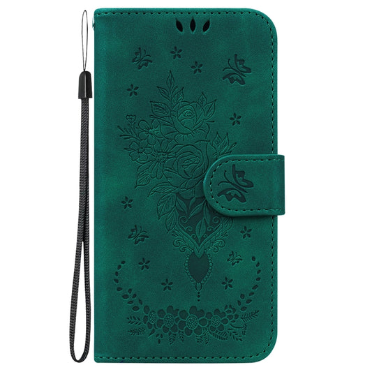 For Xiaomi Redmi 12C / 11A Butterfly Rose Embossed Leather Phone Case(Green) by buy2fix