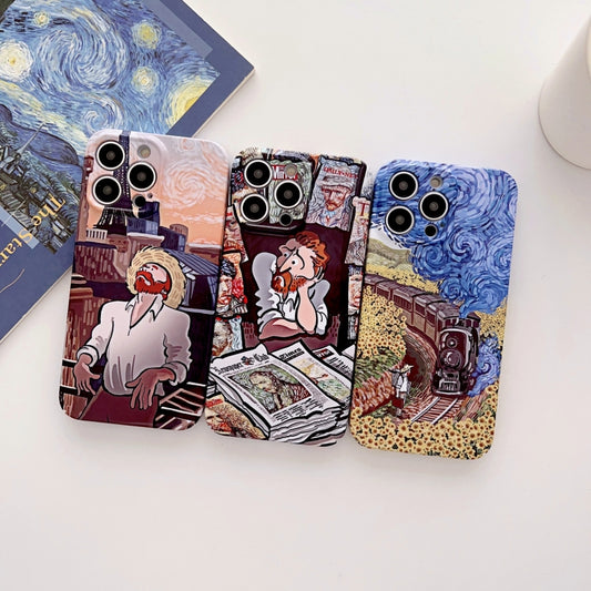 For iPhone 14 Pro Max Precise Hole Oil Painting Glossy PC Phone Case(Tower) by buy2fix