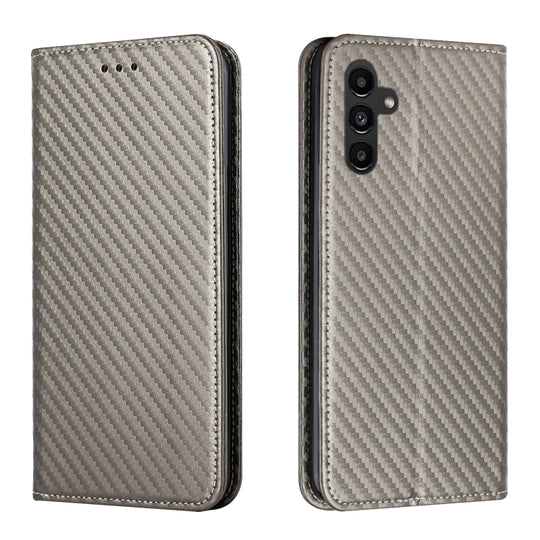 For Samsung Galaxy A24 4G Carbon Fiber Texture Magnetic Flip Leather Phone Case(Grey)