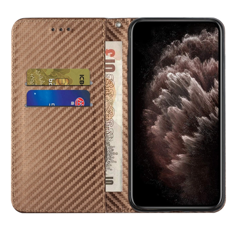 For Xiaomi Redmi Note 12 Pro 5G/Poco X5 Pro Carbon Fiber Texture Magnetic Flip Leather Phone Case(Brown) - Note 12 Pro Cases by buy2fix | Online Shopping UK | buy2fix