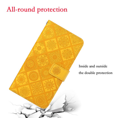 For Xiaomi Redmi 12C Ethnic Style Embossed Pattern Leather Phone Case(Yellow) - Xiaomi Cases by buy2fix | Online Shopping UK | buy2fix