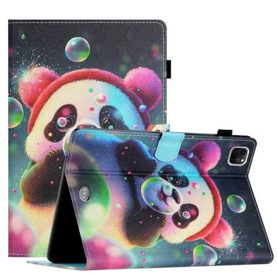For iPad Pro 11 / Air 4 / Air 5 Coloured Drawing Stitching Smart Leather Tablet Case(Panda)