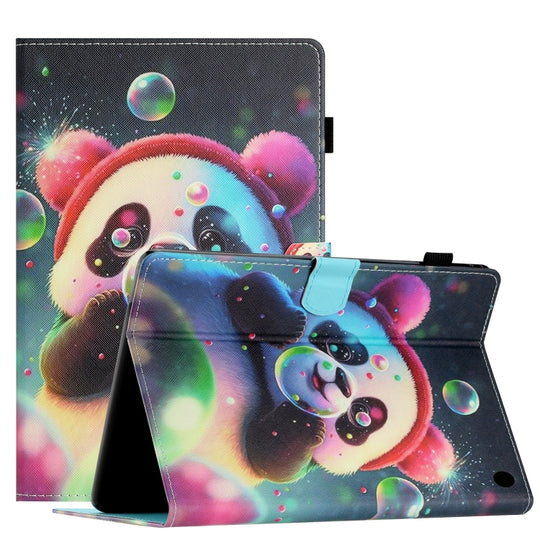For Amazon Fire HD 8 2020 Coloured Drawing Stitching Smart Leather Tablet Case(Panda)