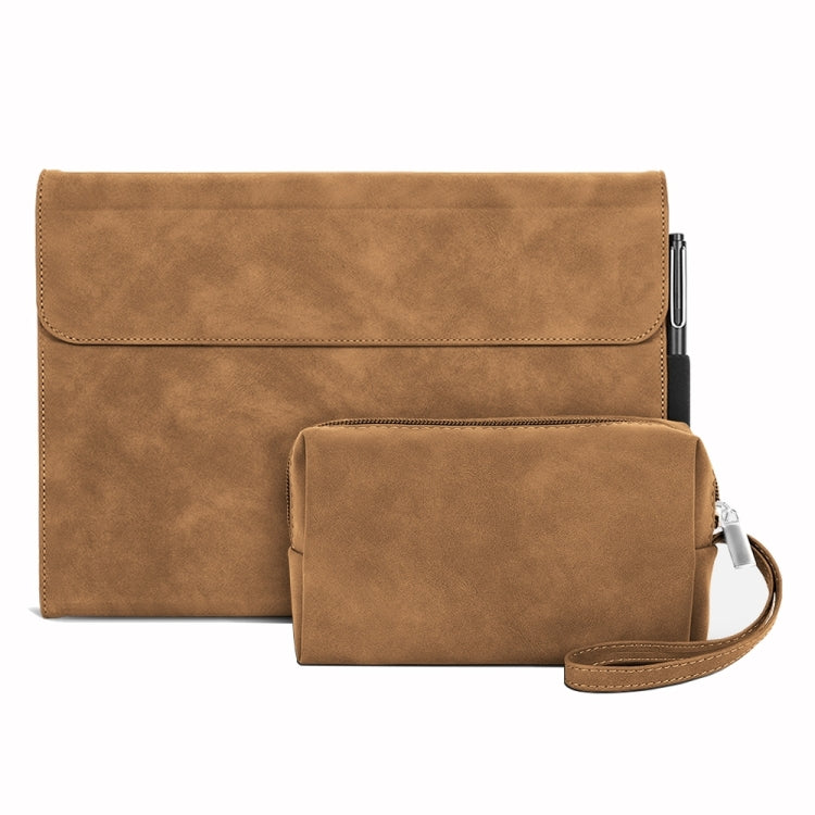 For Microsoft Surface Pro X Sheepskin All-Inclusive Shockproof Protective Case with Power Bag(Brown) - Others by buy2fix | Online Shopping UK | buy2fix
