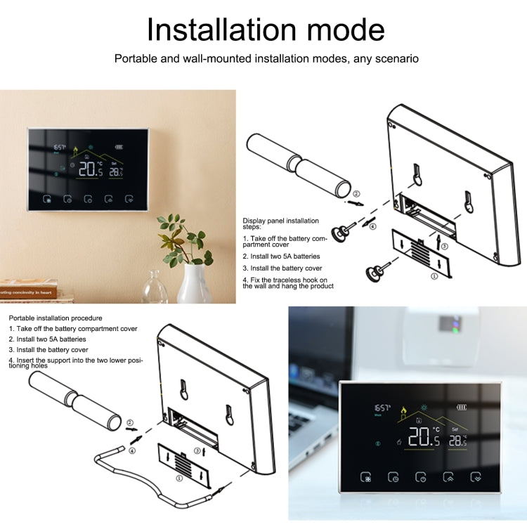 BHT-8000RF-VA- GBC Wireless Smart LED Screen Thermostat Without WiFi, Specification:Electric Boiler Heating - Consumer Electronics by buy2fix | Online Shopping UK | buy2fix