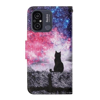 For Xiaomi Redmi 12C Colored Drawing Pattern Flip Leather Phone Case(Star Sky Cat) - Xiaomi Cases by buy2fix | Online Shopping UK | buy2fix