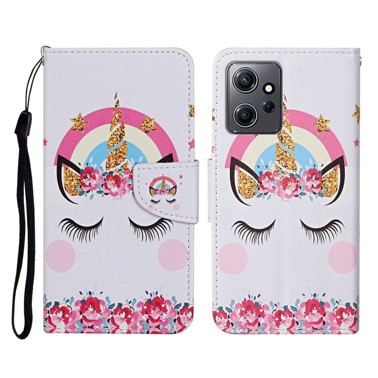 For Xiaomi Redmi Note 12 4G Global Colored Drawing Pattern Flip Leather Phone Case(Crown Unicorn) - Note 12 Cases by buy2fix | Online Shopping UK | buy2fix