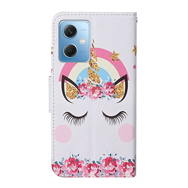 For Xiaomi Redmi Note 12 5G Global/Poco X5 Colored Drawing Pattern Flip Leather Phone Case(Crown Unicorn) - Note 12 Cases by buy2fix | Online Shopping UK | buy2fix