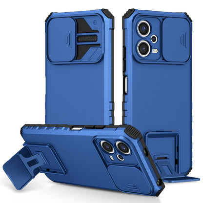 For Xiaomi Redmi Note 12 5G / Poco X5 Stereoscopic Holder Sliding Camshield Phone Case(Blue) - Note 12 Cases by buy2fix | Online Shopping UK | buy2fix