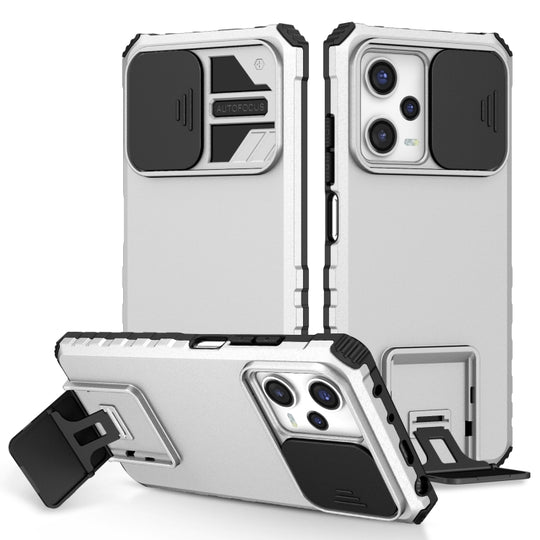 For Xiaomi Redmi Note 12 Pro 5G / Poco X5 Pro Stereoscopic Holder Sliding Camshield Phone Case(White)