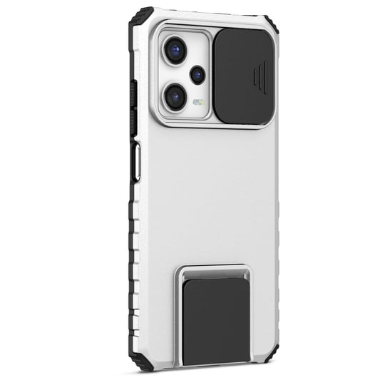 For Xiaomi Redmi Note 12 Pro 5G / Poco X5 Pro Stereoscopic Holder Sliding Camshield Phone Case(White) by buy2fix
