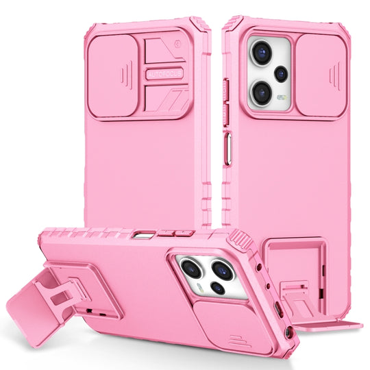 For Xiaomi Redmi Note 12 Pro 5G / Poco X5 Pro Stereoscopic Holder Sliding Camshield Phone Case(Pink)
