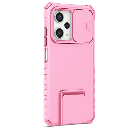 For Xiaomi Redmi Note 12 Pro 5G / Poco X5 Pro Stereoscopic Holder Sliding Camshield Phone Case(Pink) by buy2fix
