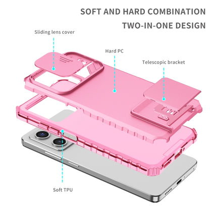 For Xiaomi Redmi Note 12 Pro 5G / Poco X5 Pro Stereoscopic Holder Sliding Camshield Phone Case(Pink) - Note 12 Pro Cases by buy2fix | Online Shopping UK | buy2fix