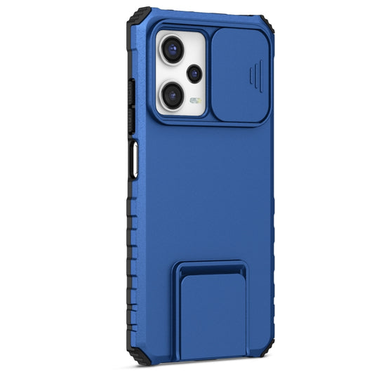 For Xiaomi Redmi Note 12 Pro 5G / Poco X5 Pro Stereoscopic Holder Sliding Camshield Phone Case(Blue) by buy2fix