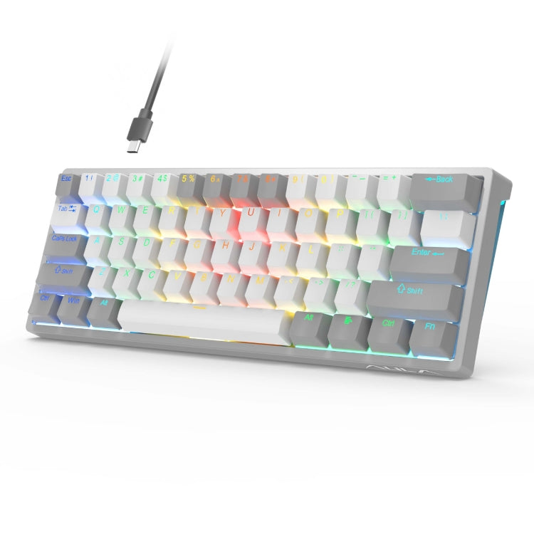 AULA F3261 Type-C Wired Hot Swappable 61 Keys RGB Mechanical Keyboard(Gray White Red Shaft) -  by AULA | Online Shopping UK | buy2fix