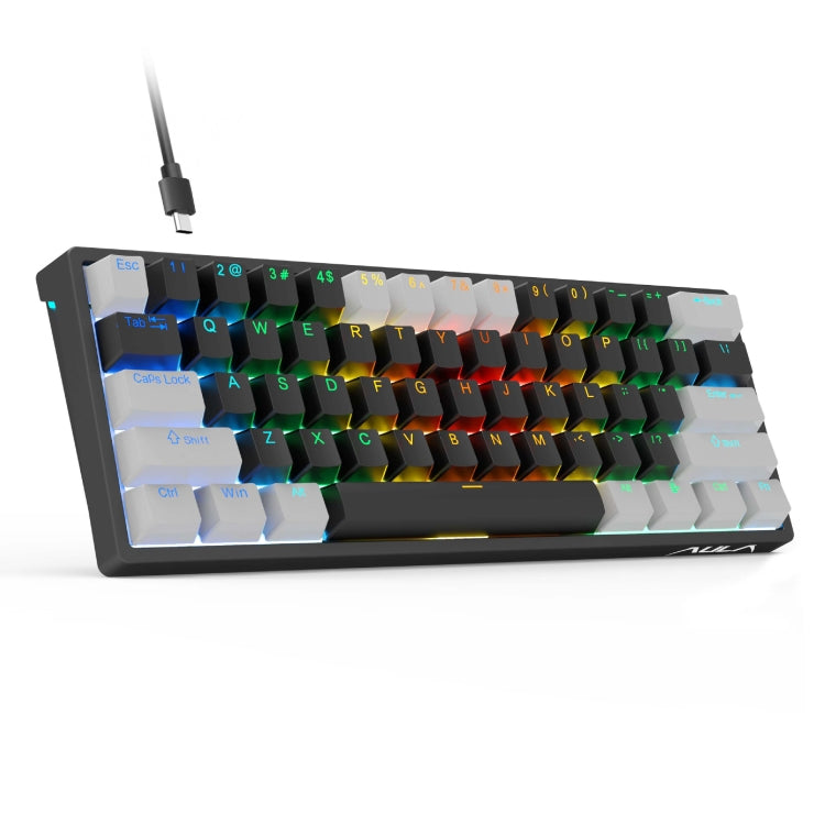 AULA F3261 Type-C Wired Hot Swappable 61 Keys RGB Mechanical Keyboard(Grey Black Green Shaft) - Wired Keyboard by AULA | Online Shopping UK | buy2fix