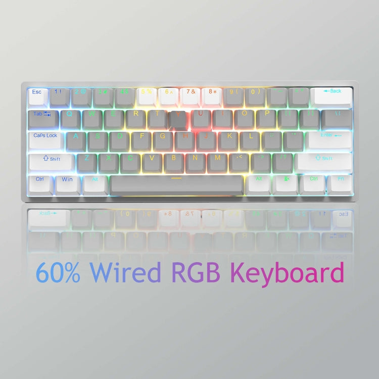 AULA F3261 Type-C Wired Hot Swappable 61 Keys RGB Mechanical Keyboard(Grey Black Green Shaft) - Wired Keyboard by AULA | Online Shopping UK | buy2fix