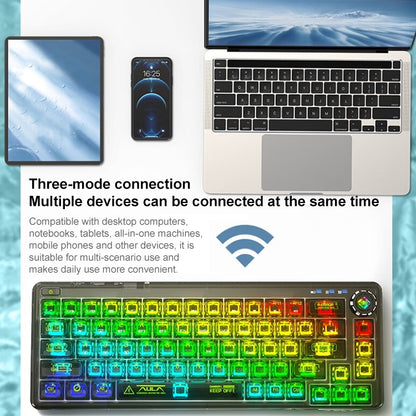 AULA F68 Transparent Customized Wired/Wireless/Bluetooth Three Model RGB Pluggable Mechanical Keyboard(White Transparent) -  by AULA | Online Shopping UK | buy2fix