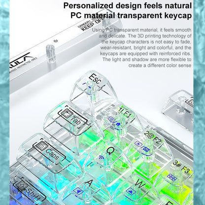 AULA F68 Transparent Customized Wired/Wireless/Bluetooth Three Model RGB Pluggable Mechanical Keyboard(White Transparent) -  by AULA | Online Shopping UK | buy2fix