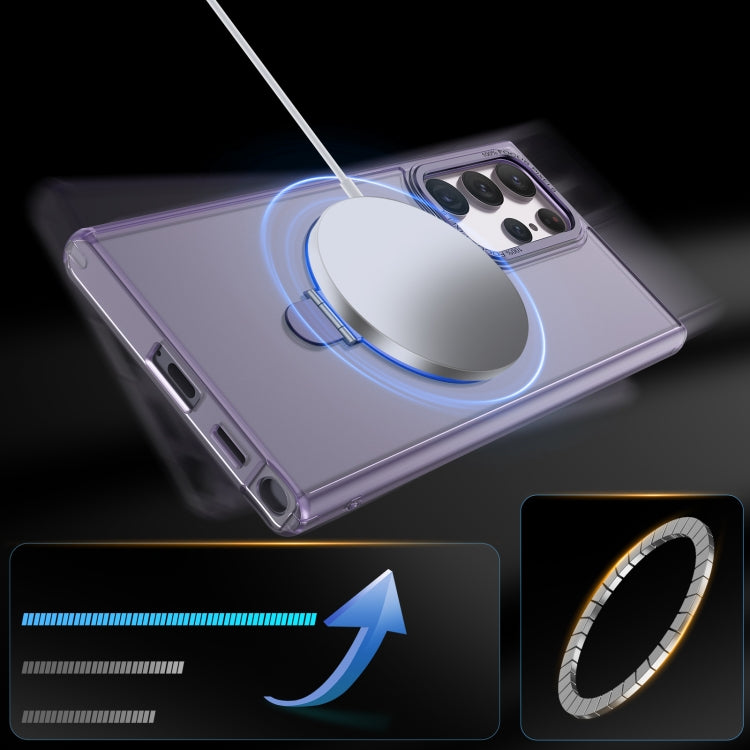For Samsung Galaxy S22 Ultra 5G LK 3 in 1 MagSafe Magnetic Holder Phone Case(Purple) by buy2fix