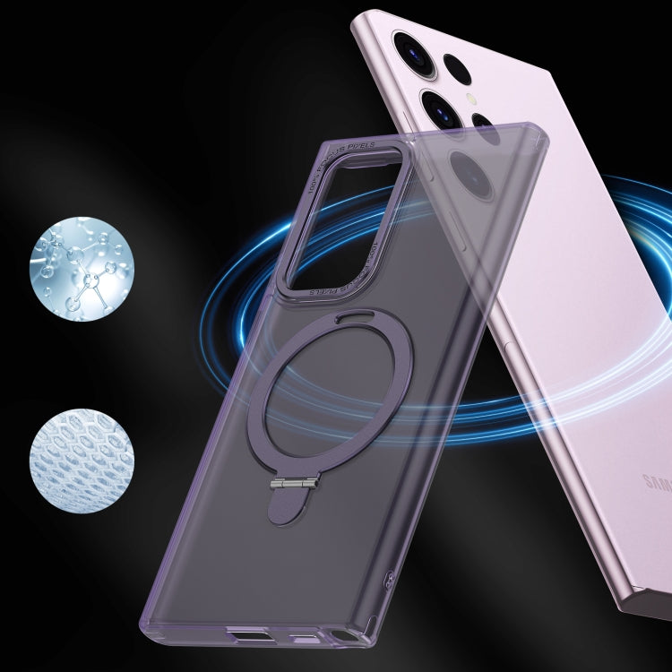 For Samsung Galaxy S22 Ultra 5G LK 3 in 1 MagSafe Magnetic Holder Phone Case(Purple) by buy2fix
