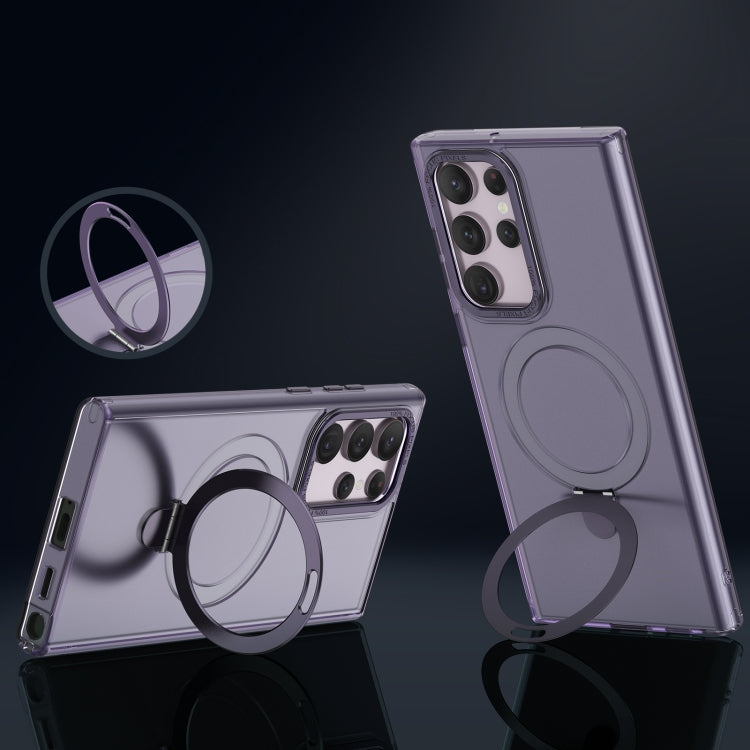 For Samsung Galaxy S22 Ultra 5G LK 3 in 1 MagSafe Magnetic Holder Phone Case(Purple) by buy2fix