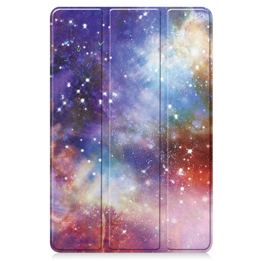For Huawei MatePad 11 2023 Custer Painted 3-Fold Holder Leather Smart Tablet Case(Milky Way Nebula) by buy2fix