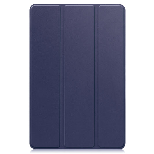 For Teclast M40 Plus Custer Pure Color 3-Fold Holder Leather Tablet Case(Dark Blue) by buy2fix