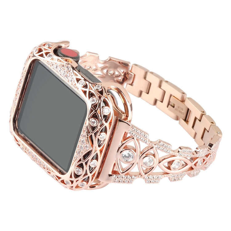 Copper Eye Metal Watch Band For Apple Watch Series 9&8&7 41mm / SE 3&SE 2&6&SE&5&4 40mm / 3&2&1 38mm(Gold) by buy2fix