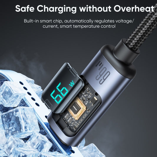 JOYROOM S-AC066A16 6A USB to USB-C / Type-C Digital Display Fast Charging Data Cable, Length:1.2m(Black) by JOYROOM