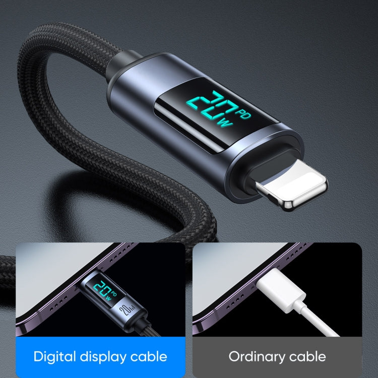 JOYROOM S-CL020A16 20W USB-C / Type-C to 8 Pin Digital Display Fast Charging Data Cable, Length:1.2m(Black) - 2 in 1 Cable by JOYROOM | Online Shopping UK | buy2fix