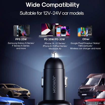 JOYROOM JR-CCD01 53W QC + PD Dual Port Digital Display Car Charger(Black) - In Car by JOYROOM | Online Shopping UK | buy2fix