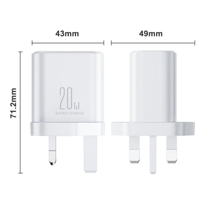 J0YROOM TCF05 20W USB+USB-C/Type-C Fast Charger, Specification:UK Plug(White) -  by JOYROOM | Online Shopping UK | buy2fix