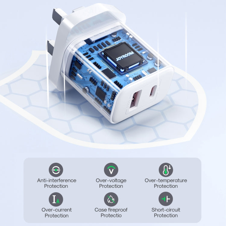 J0YROOM TCF05 20W USB+USB-C/Type-C Dual Interface Fast Charger Set, Specification:UK Plug(White) - USB Charger by JOYROOM | Online Shopping UK | buy2fix