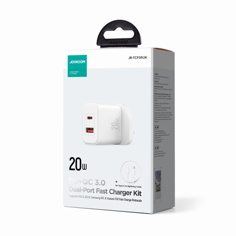 J0YROOM TCF05 20W USB+USB-C/Type-C Dual Interface Fast Charger Set, Specification:UK Plug(White) - USB Charger by JOYROOM | Online Shopping UK | buy2fix