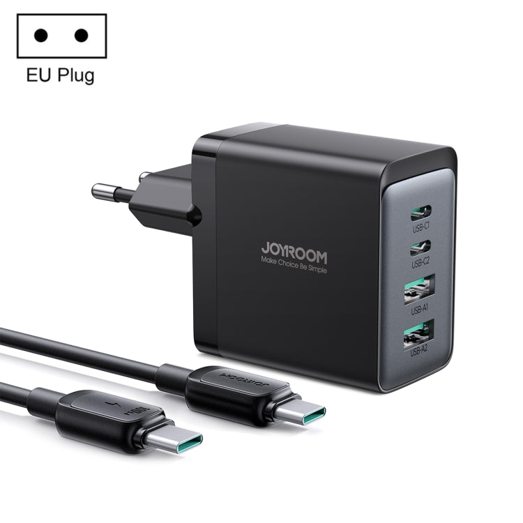 JOYROOM TCG02 Gallium Nitride 67W Dual USB+Dual USB-C/Type-C Multi-Port Charger Set, Specification:EU Plug(Black) - USB Charger by JOYROOM | Online Shopping UK | buy2fix