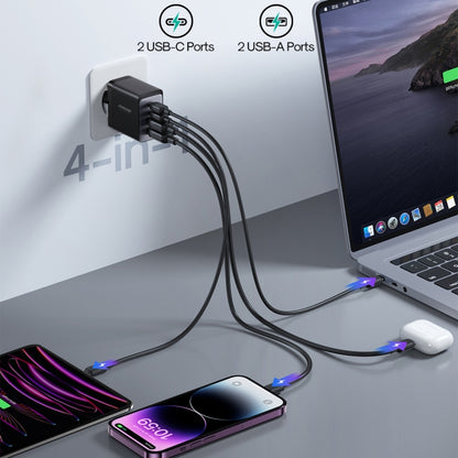 JOYROOM TCG02 Gallium Nitride 67W Dual USB+Dual USB-C/Type-C Multi-Port Charger Set, Specification:EU Plug(Black) - USB Charger by JOYROOM | Online Shopping UK | buy2fix