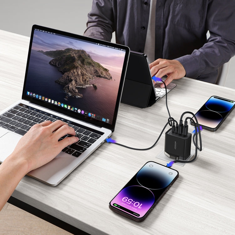 JOYROOM TCG02 Gallium Nitride 67W Dual USB+Dual USB-C/Type-C Multi-Port Charger Set, Specification:UK Plug(Black) -  by JOYROOM | Online Shopping UK | buy2fix