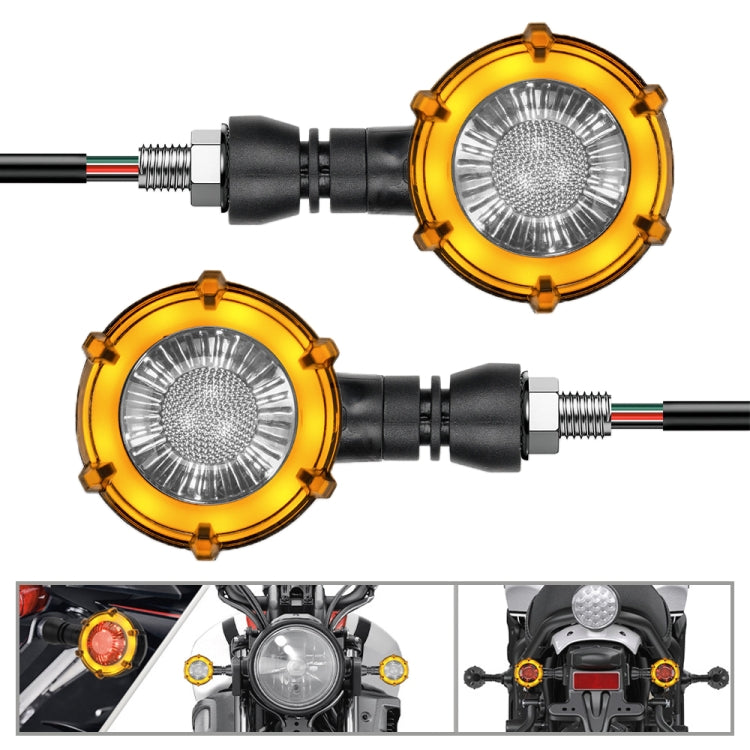 1 Pair Motorcycles Universal Rotating LED Dual-color Flow Turn Signal Light(Amber Yellow Light + White Light) - In Car by buy2fix | Online Shopping UK | buy2fix