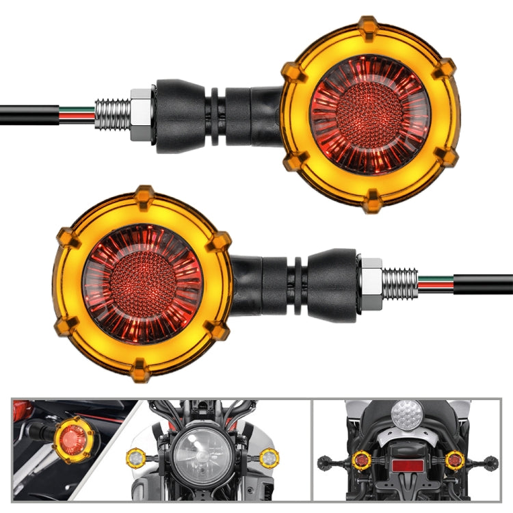 1 Pair Motorcycles Universal Rotating LED Dual-color Flow Turn Signal Light(Amber Yellow Light + Red Light) - In Car by buy2fix | Online Shopping UK | buy2fix