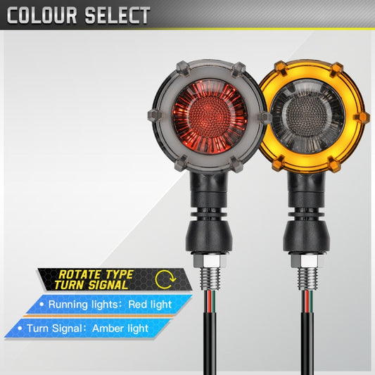 1 Pair Motorcycles Universal Rotating LED Dual-color Flow Turn Signal Light(Amber Yellow Light + Red Light) by buy2fix