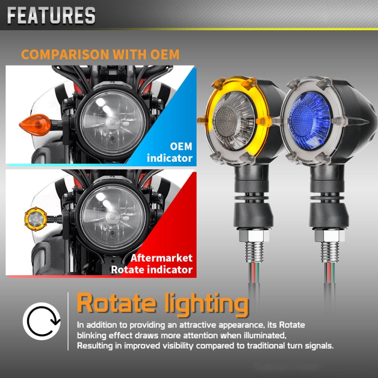 1 Pair Motorcycles Universal Rotating LED Dual-color Flow Turn Signal Light(Amber Yellow Light + Red Light) - In Car by buy2fix | Online Shopping UK | buy2fix
